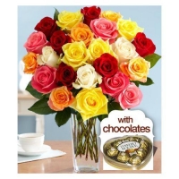 Multicolored Roses w/ferrero